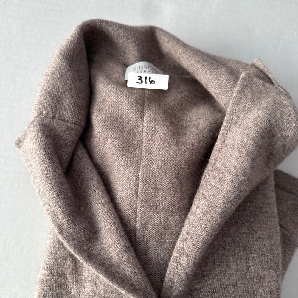 Kinross Cashmere Sweater Blazer Jacket Taupe Brown 100% Cashmere Womens Medium - Picture 7 of 7